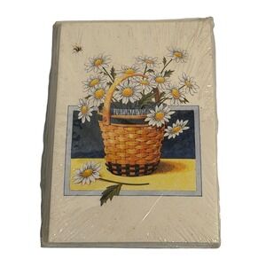 VTG Longaberger Note Cards Cream Daisy Basket Bee Floral Stationery Sealed Pack